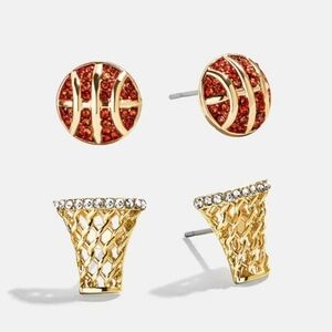 New!  BaubleBar Slam Dunk Crystal & Bead Basketball Drop Earrings - NWOT